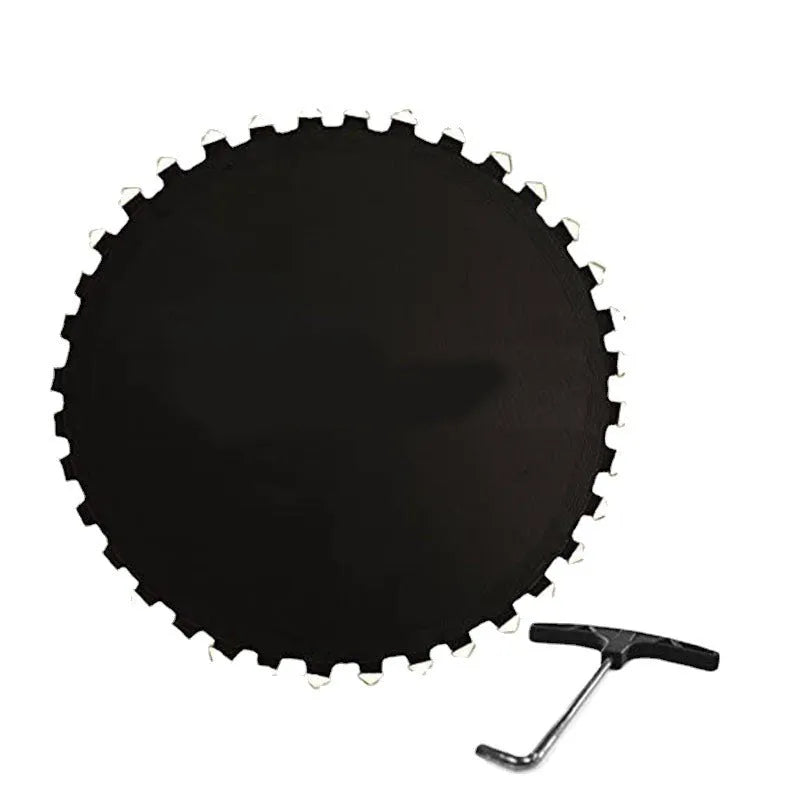 Round polypropylene trampoline elastic fabric bungee cloth with integrated attachment buttons.