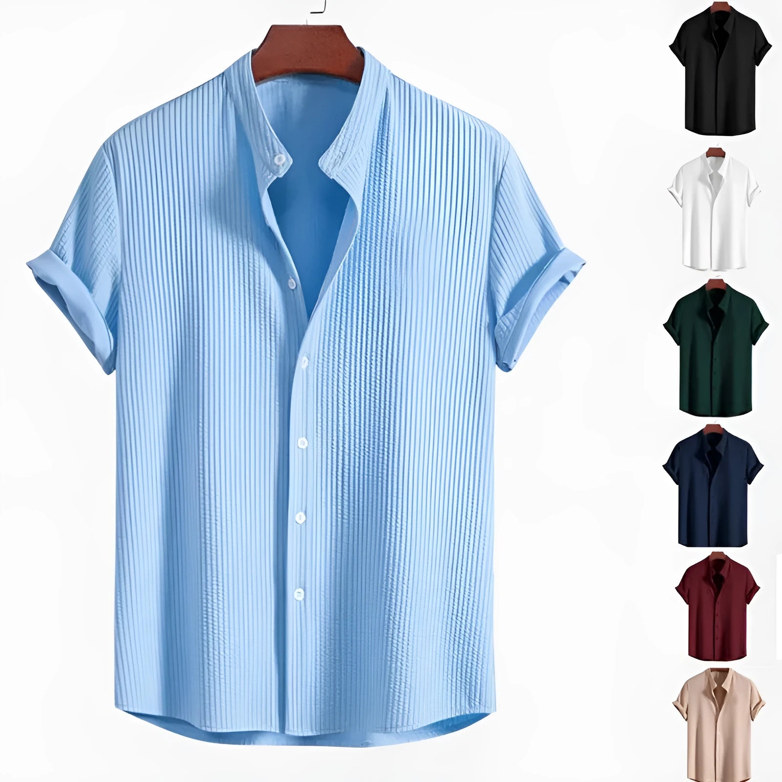 Men's loose fit short sleeve polyester shirt in multiple colour options