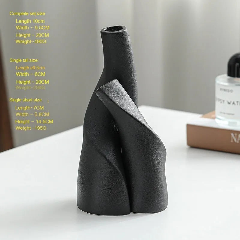 Nordic ceramic shaped double vase in Cream Colour for home decoration ornament