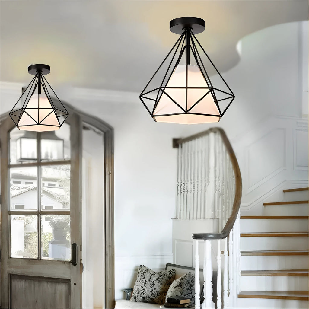 Living room ceiling lamp with adjustable line length up to 1 metre, black variant, ceiling plate 10cm diameter