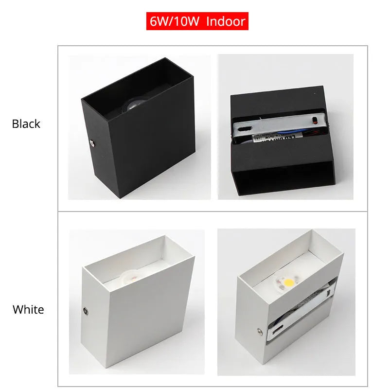 Square aluminium wall lamp with adjustable colour temperature for corridor and garden lighting