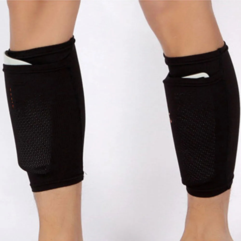 Football flapper leg guard 22cm breathable fabric shin pad black colour pair