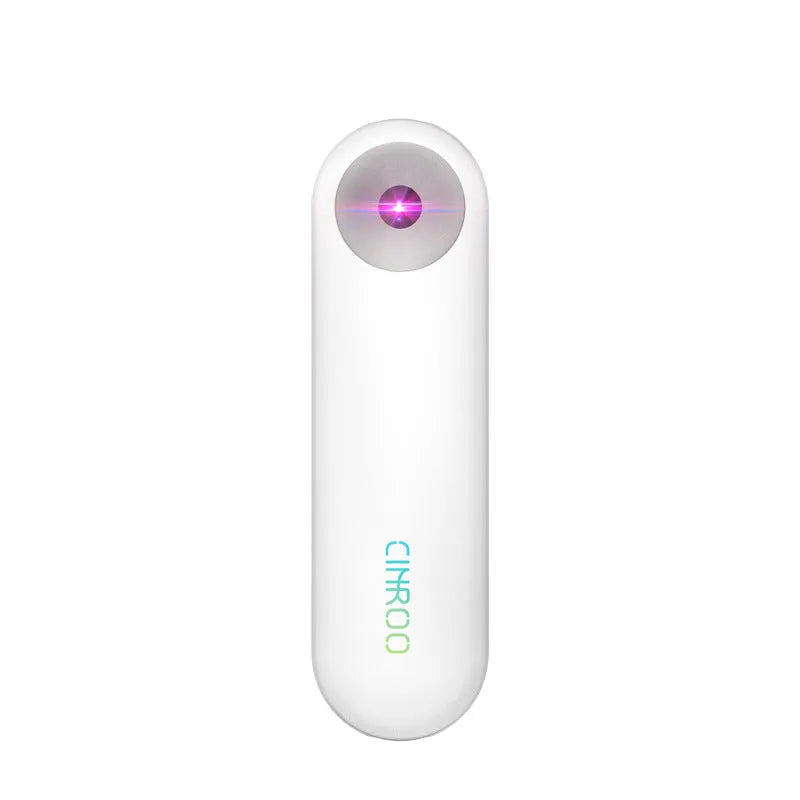 White portable ultraviolet steriliser showing compact 116mm design with display showing battery indicator