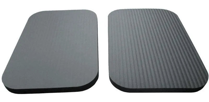 Black yoga knee pad 29x19x1.5cm NBR high density foam on floor with abdominal wheel