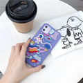 Purple silicone phone case with 3D stereoscopic astronaut and rocket design for Apple iPhone