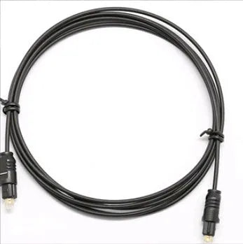 OD2.2 digital optical audio cable with Toslink connectors and PVC jacket, showing length options.
