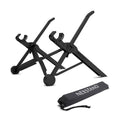Sagacious black portable folding computer bracket with one-touch lifting mechanism and carrying case