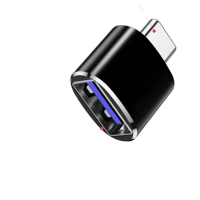 USB Type-C to USB-A OTG adapter in three colour options: black, silver, and gold