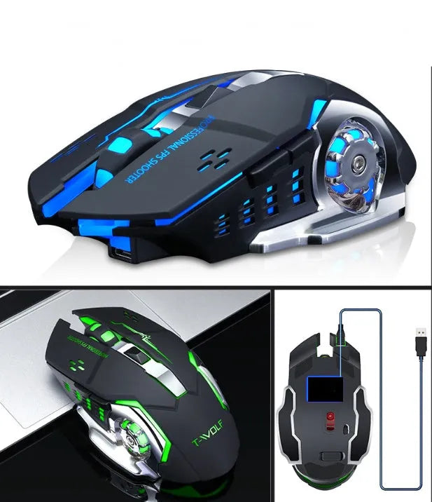 Wireless computer mouse with silent click buttons and optical sensor in black or white colour options