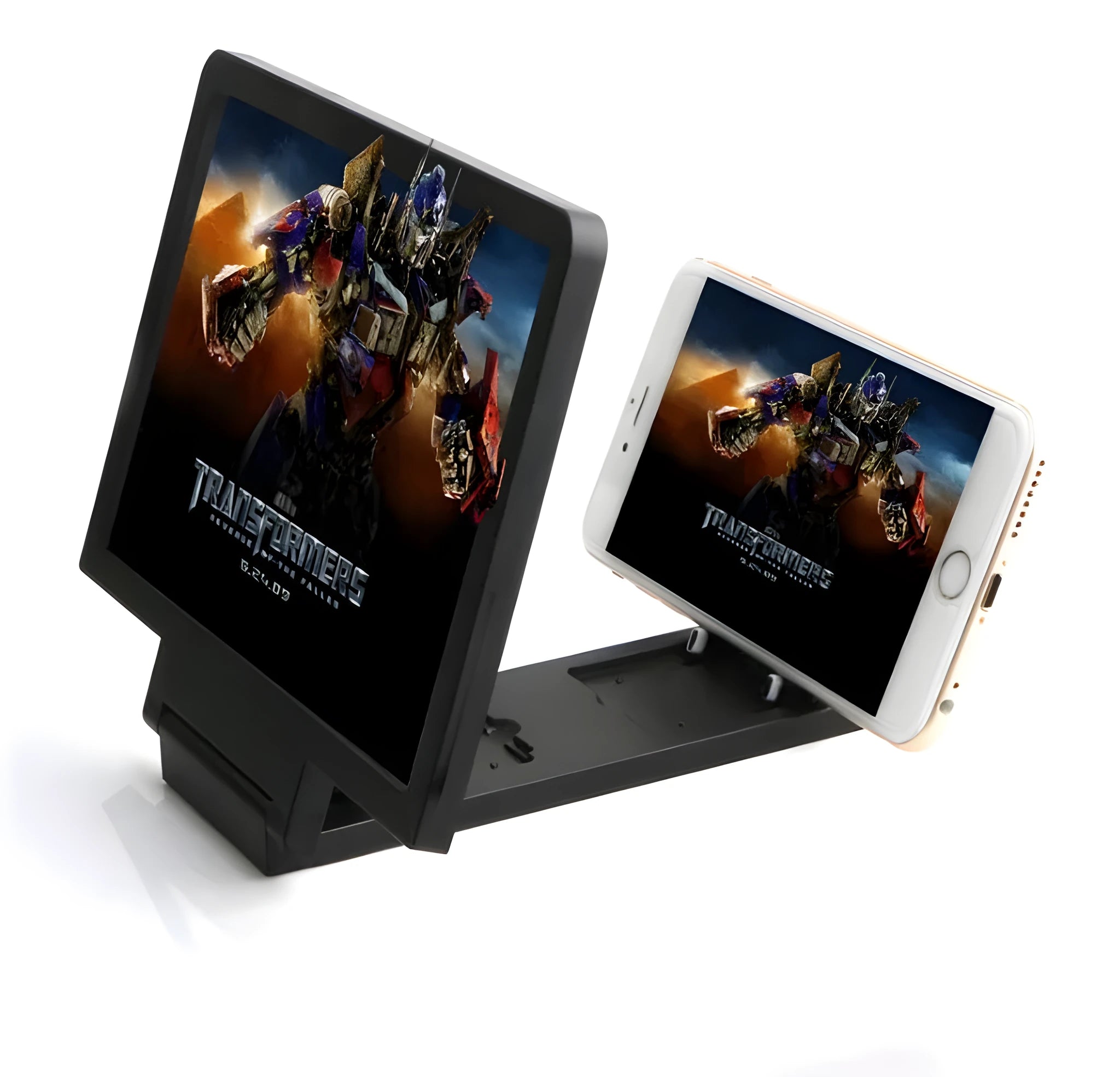 Black and white radiation-proof 3D mobile phone stand with screen amplifier