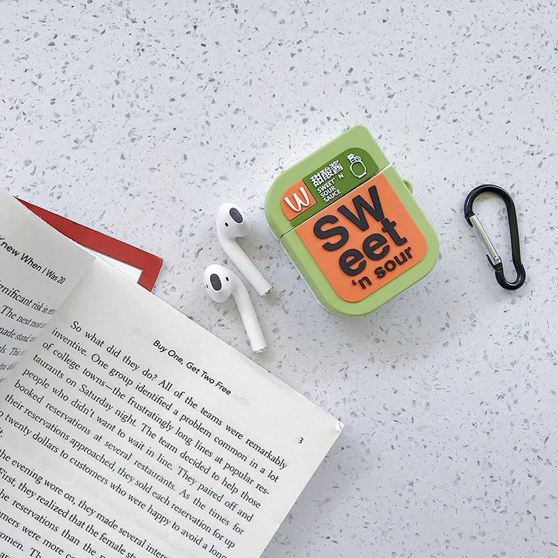 Silicone AirPods protective case with cartoon animal design in multiple colour options