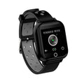 Black smart watch with integrated Bluetooth earbuds showing 1.4 inch display with heart rate data