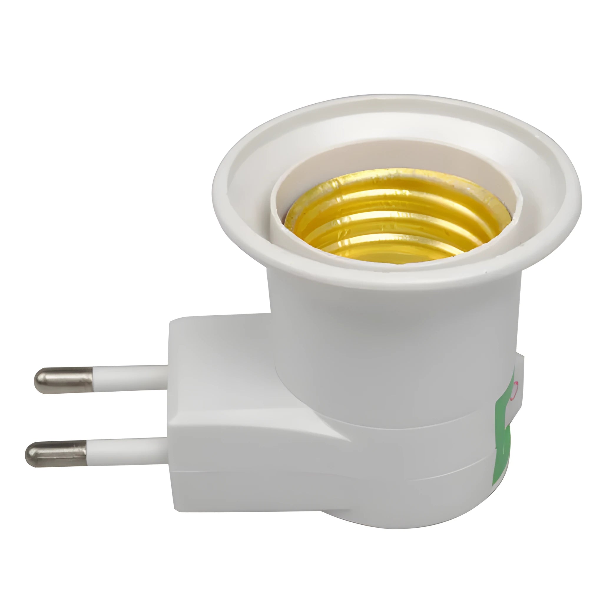 White E27 screw lamp holder with wall plug adapter and inline switch for bulb control
