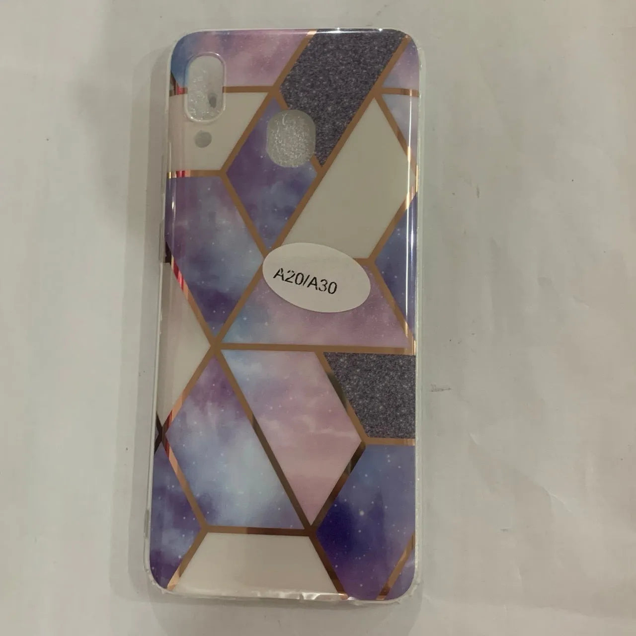 Electroplated marble pattern TPU phone case for Huawei and Samsung smartphones in various colours.