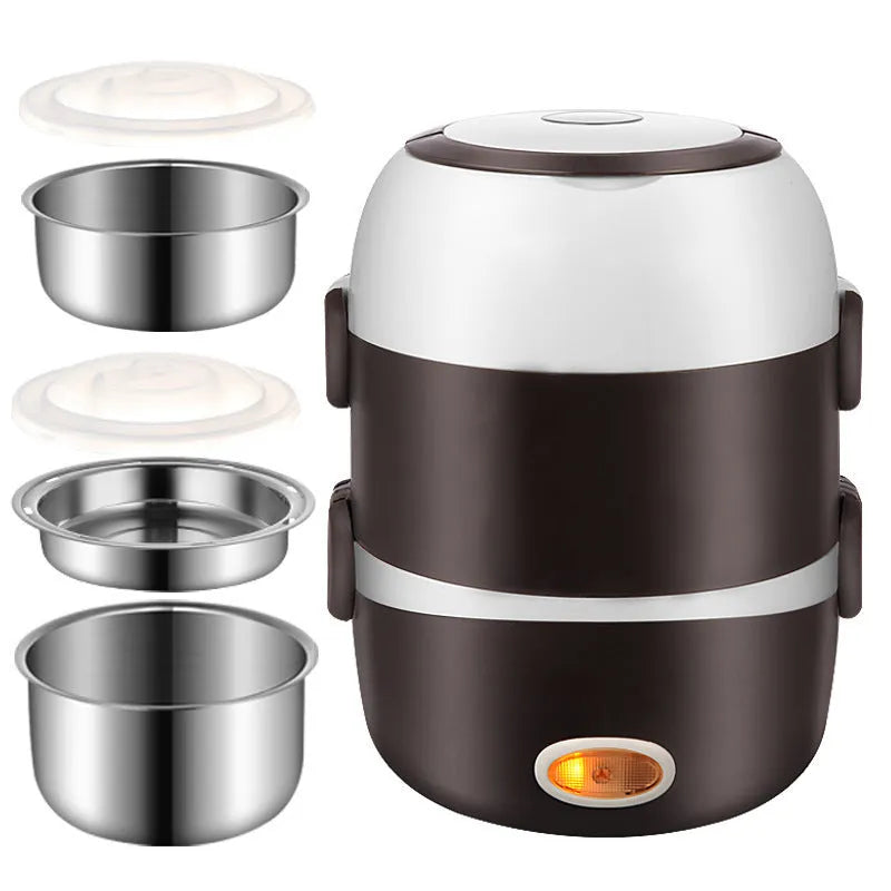 USB-powered electric lunch box showing two-layer design with heating element