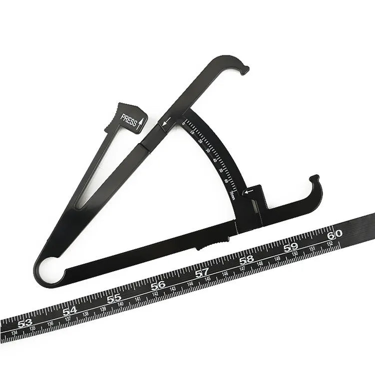 Black body fat calliper measuring instrument with ABS construction and measurement scale