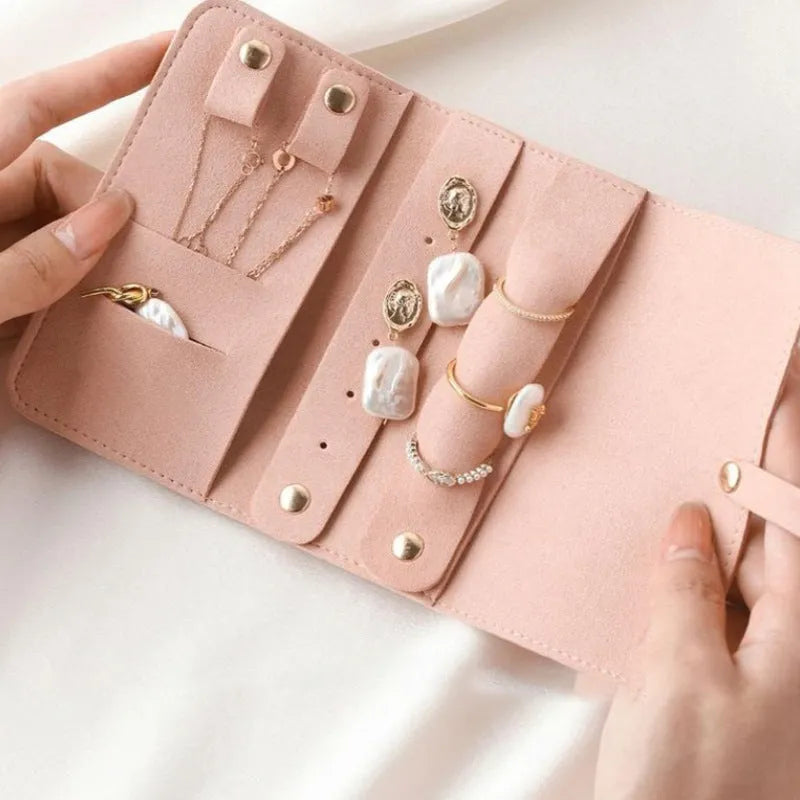 Soft microfiber and PU leather jewellery storage bag pouches in solid colours, 12x12cm