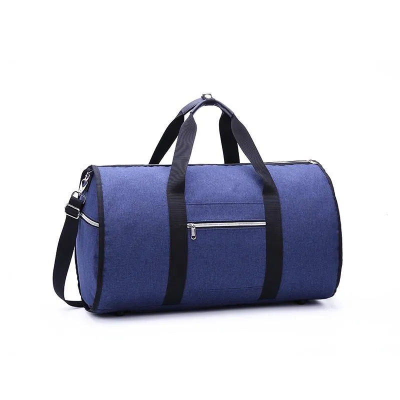 Medium cylinder travel bag in black with waterproof Oxford cloth and zipper pocket