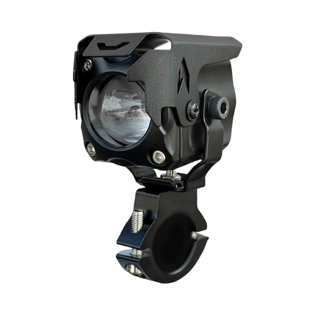Motorcycle LED spotlight pair with integrated far and near beams and multiple switch options