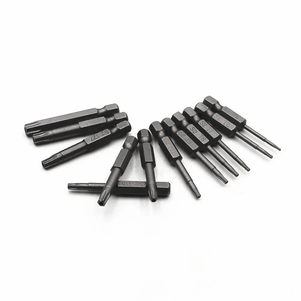 Hexagon handle screwdriver bit set with alloy bits in various lengths including 50mm 75mm 100mm
