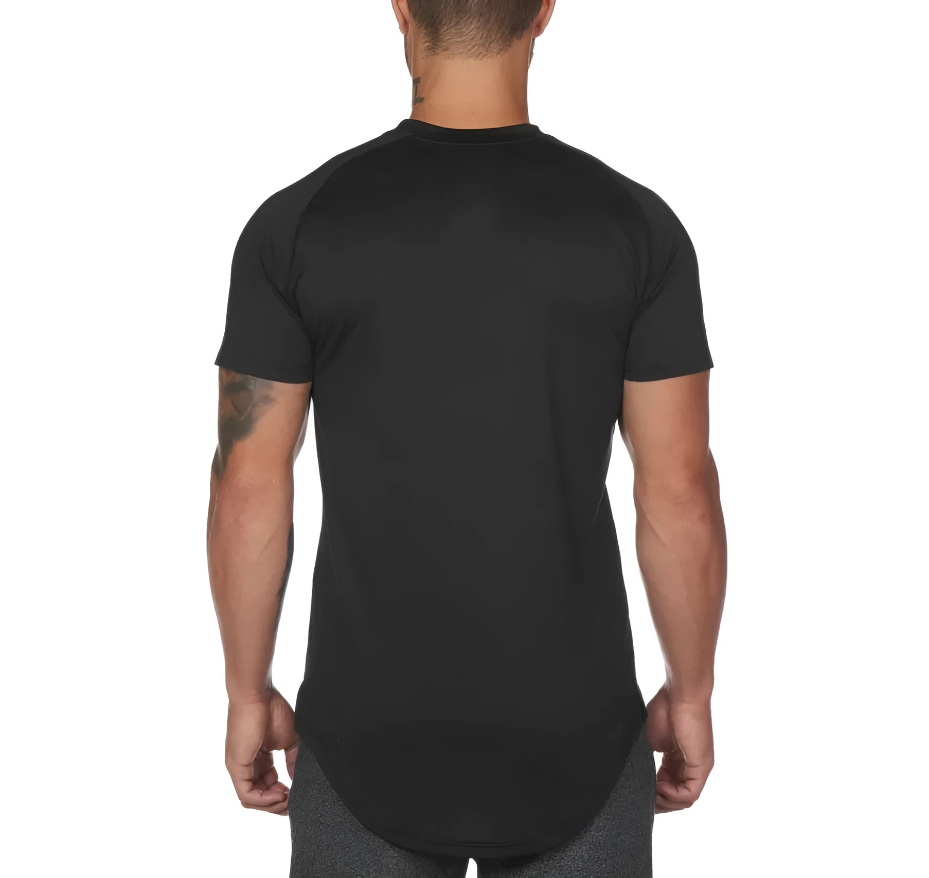 Men's plain gym shirt in cotton spandex blend available in army green, black and white colours