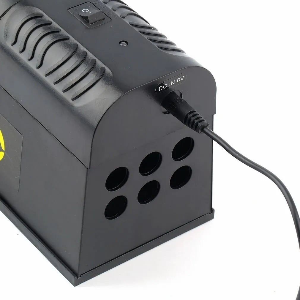 Black high voltage rodent killer unit with electrical plug options for UK, European and US sockets