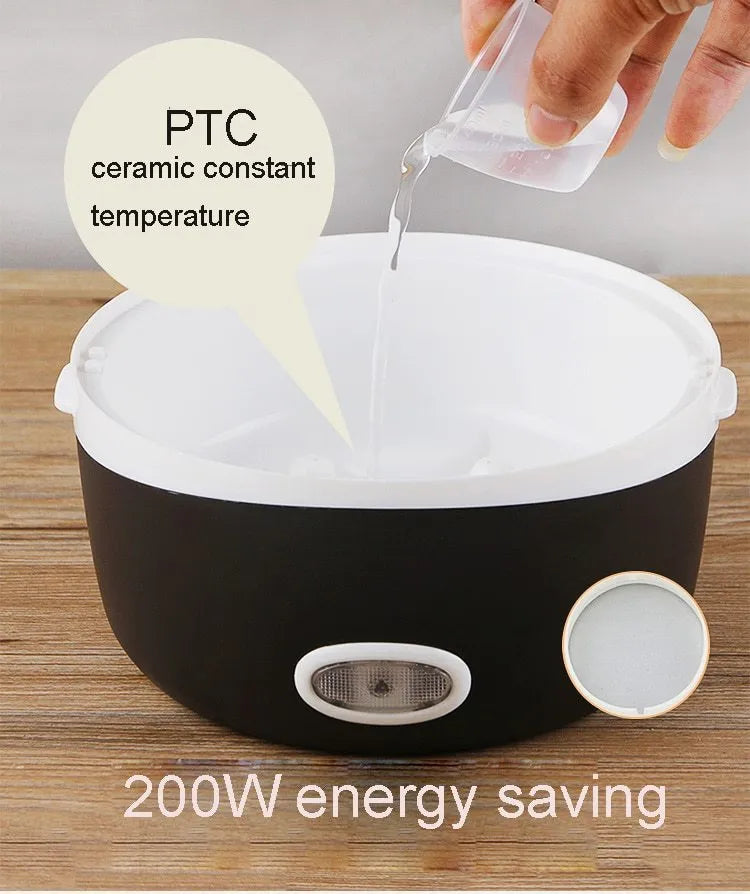 USB-powered electric lunch box showing two-layer design with heating element