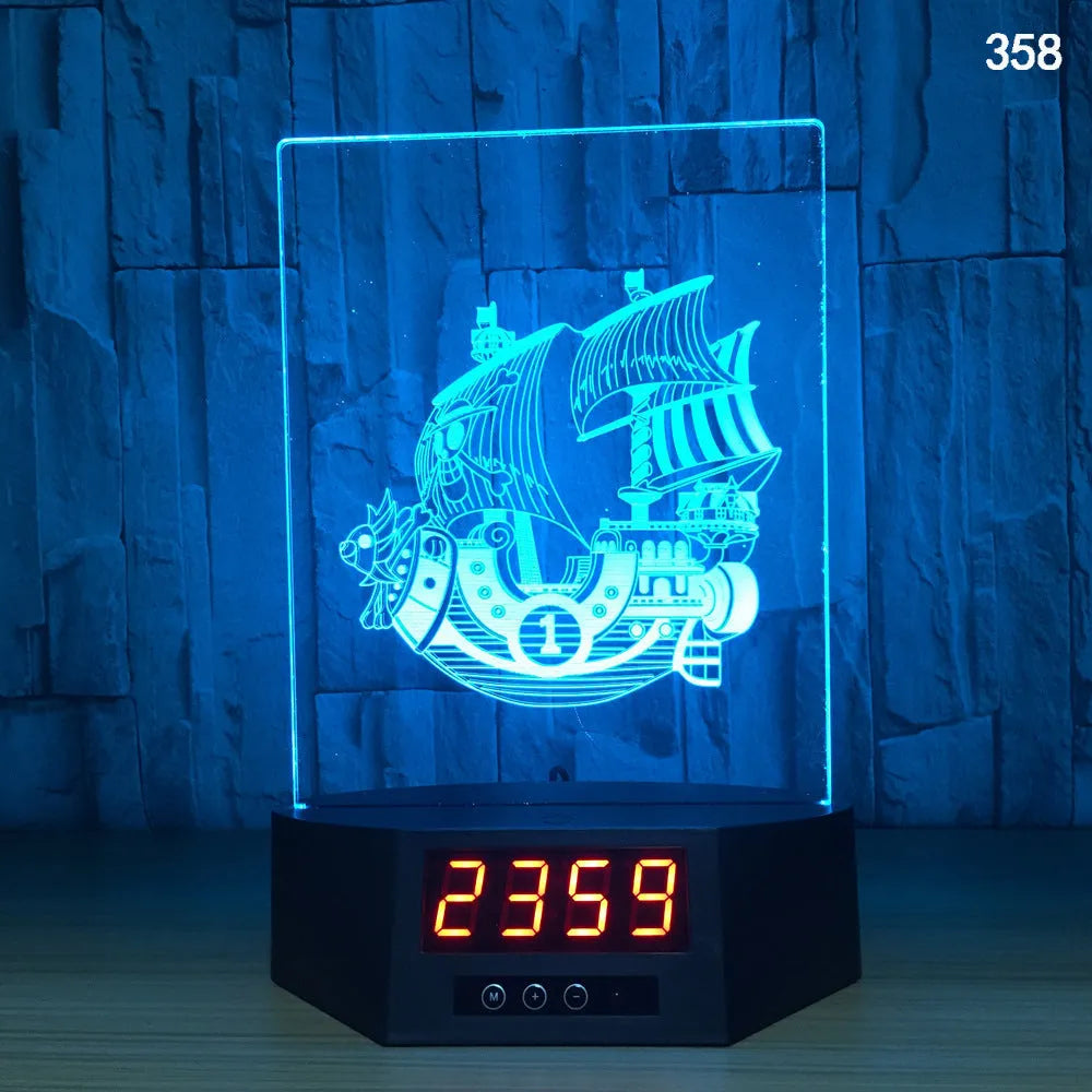 Glowing blue 3D dolphin-shaped LED night light on a table with remote control.