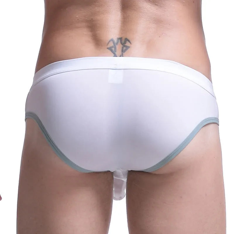 Men's ice silk bazooka briefs with bullet separation pouch in multiple colour options
