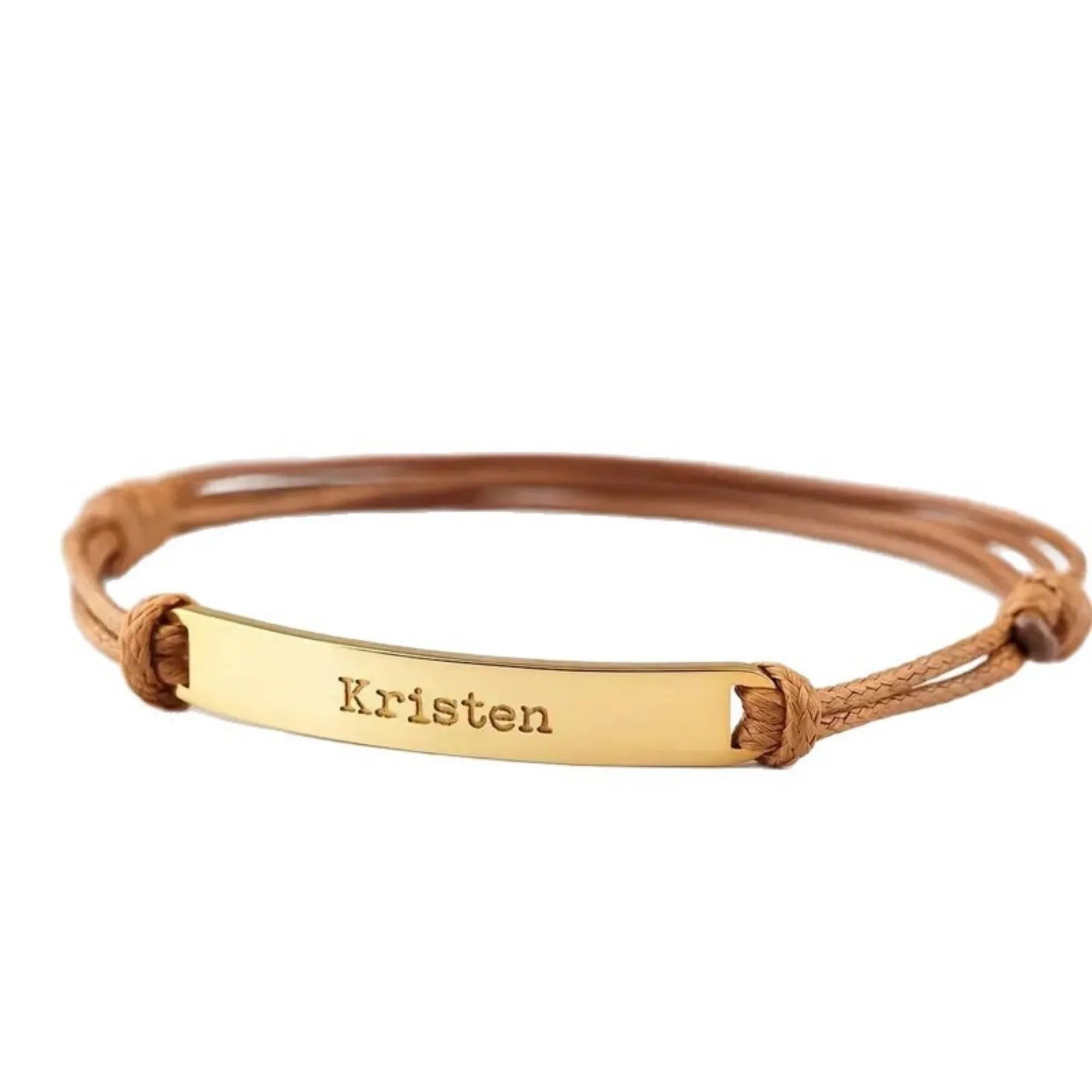 Stainless steel curved inspirational engraved woven stretch wristband in silver gold rose gold synthetic leather