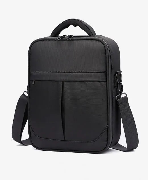 Black Oxford fabric men's shoulder messenger bag showing its 24x11x31cm size.