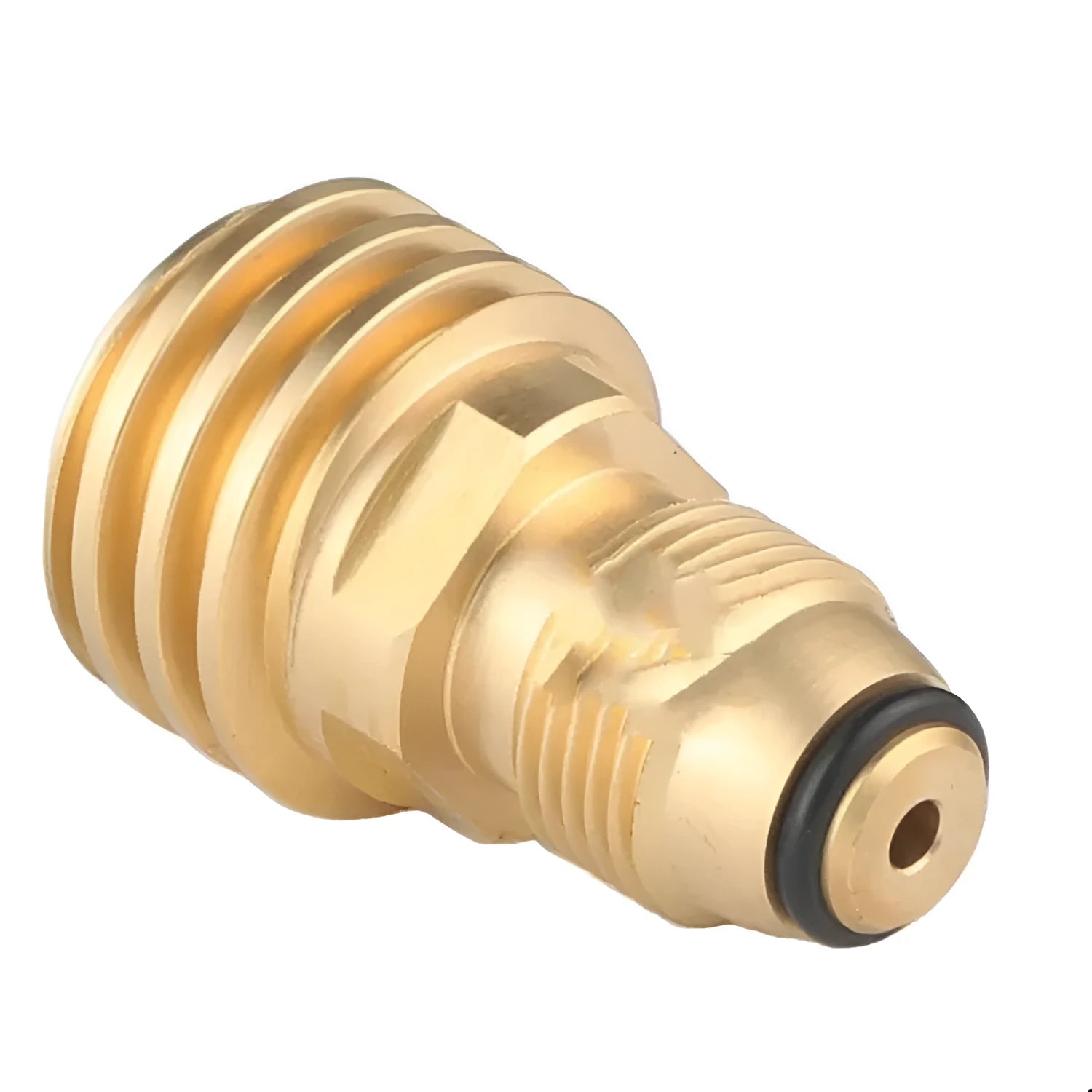 Brass gas brazier adapter with taper external thread and gold finish