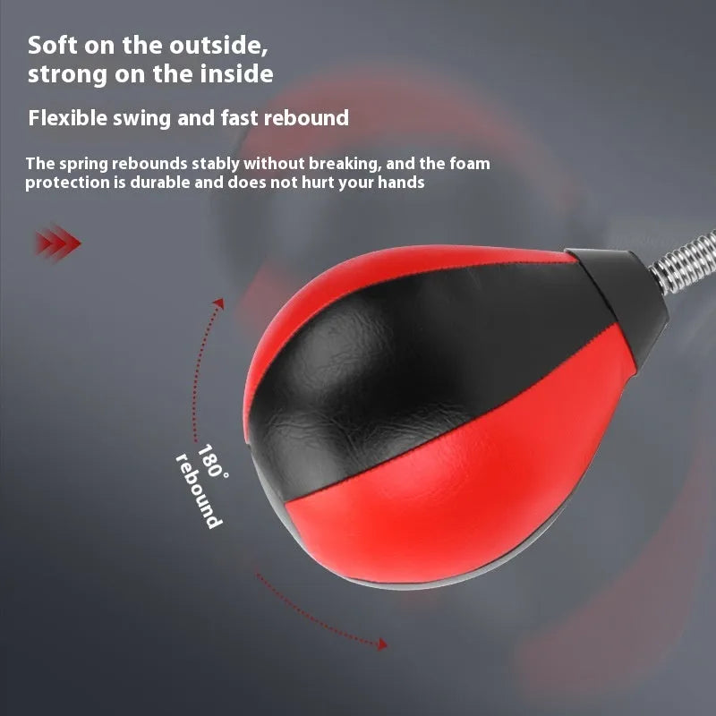 Red and black inflatable hanging boxing ball with double suction cup mounting system