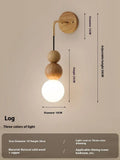 Copper and wood wall lamp with natural walnut finish, three colour light settings