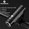ROCKBROS R1 black aluminium alloy bicycle headlight with 400 or 800 lumen output and IPX6 waterproof rating