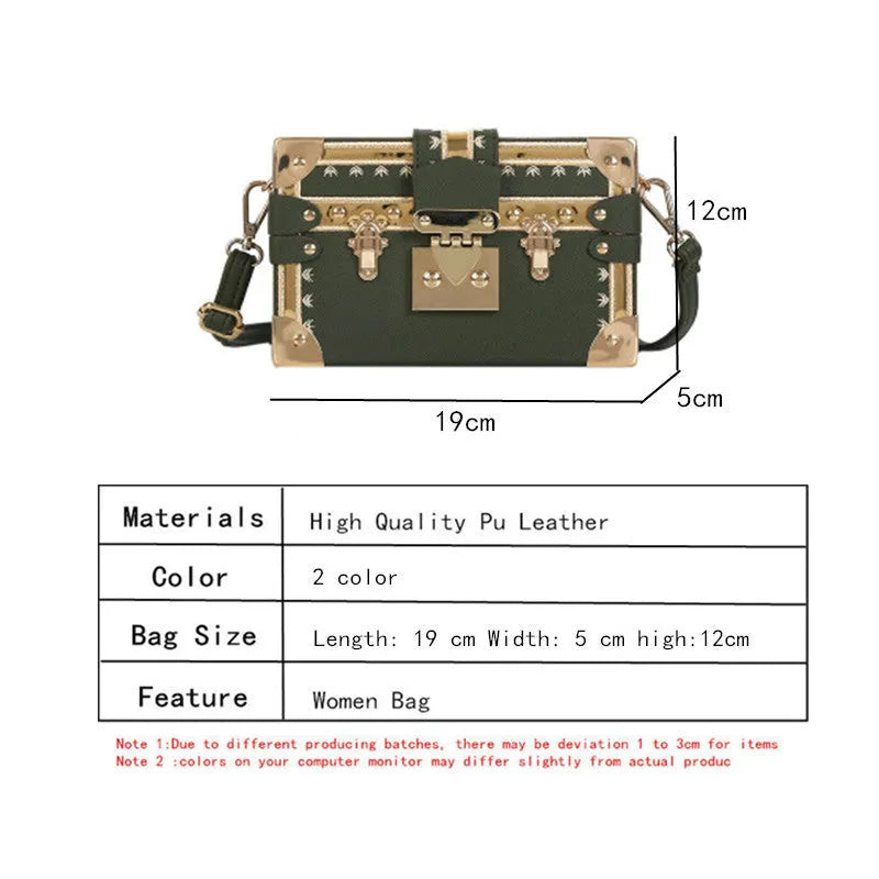 Black or green women's hard-shell flap-over shoulder bag with single adjustable strap