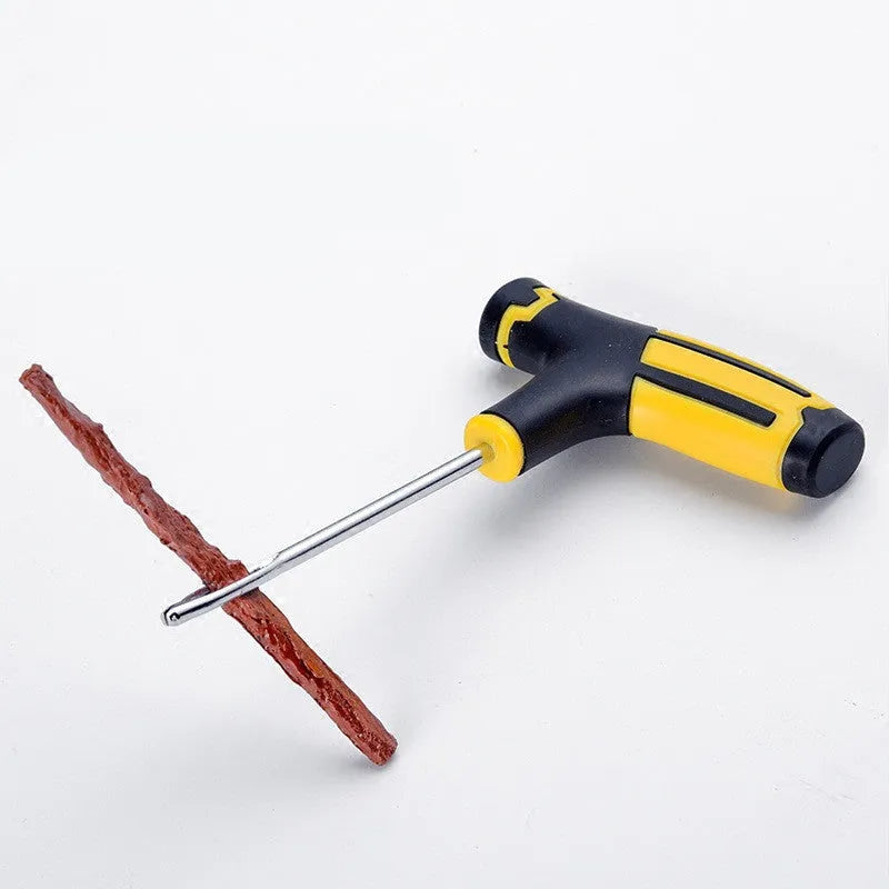 Automobile tire emergency repair tool set with ABS and 45 steel parts in colour paper card blister packaging