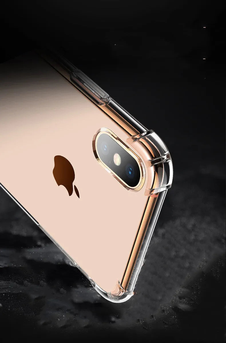 Transparent white silicone protective case for Apple iPhone showing device compatibility