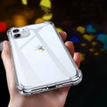 Transparent white silicone protective case for Apple iPhone showing device compatibility