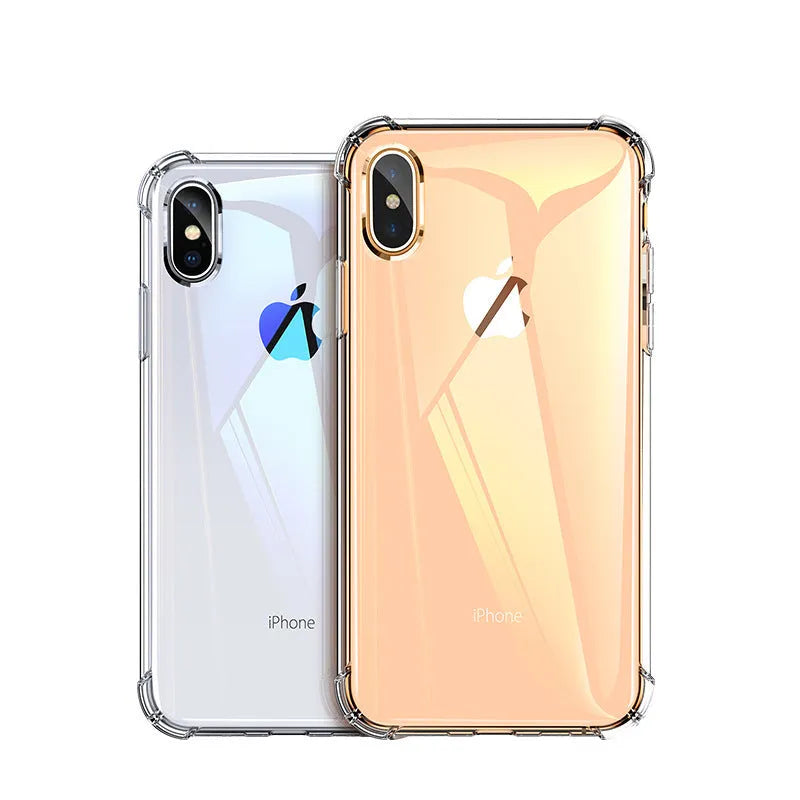 Transparent white silicone protective case for Apple iPhone showing device compatibility