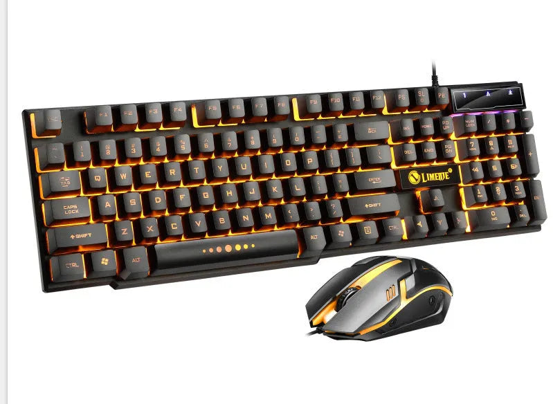 Limei GTX300 gaming keyboard and mouse set with backlit mechanical keyboard showing multiple colour options