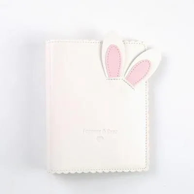 Cute rabbit mini photo album in pink, blue or white with PU cover and 16 loose-leaf pages