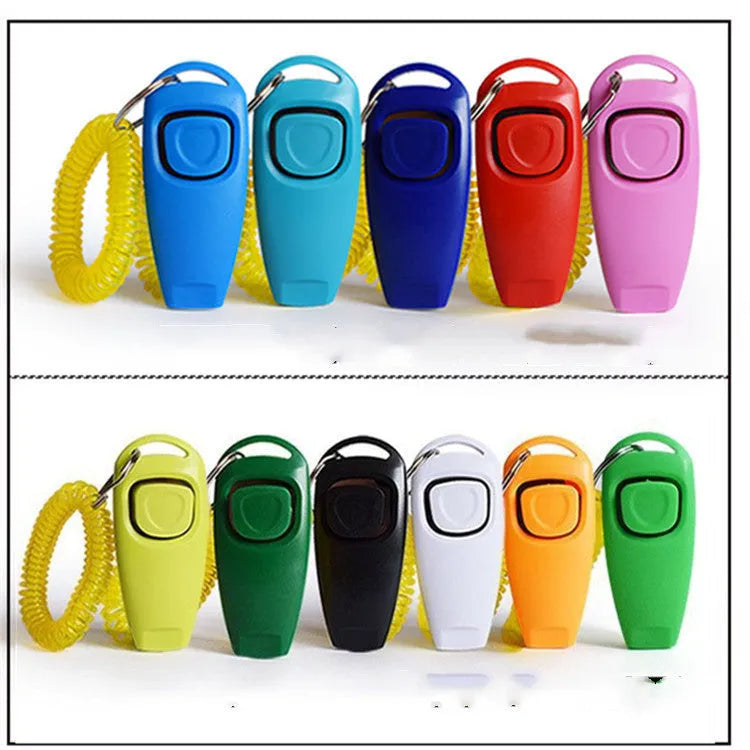 Multifunctional 2-in-1 dog training clicker and whistle in black, length 7.5cm