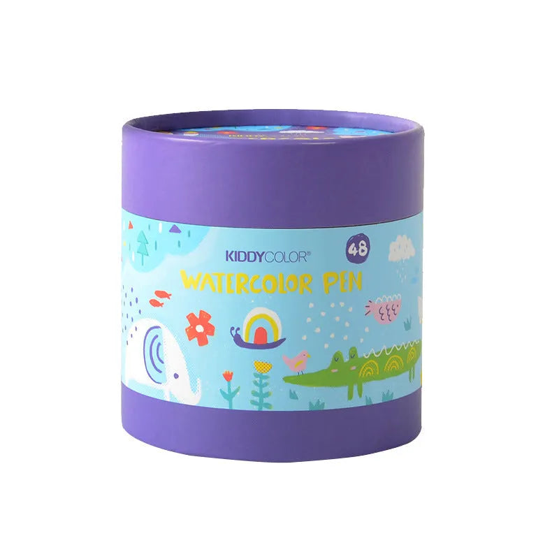 Set of children's washable watercolour pens in plastic barrels, either 36 or 48 colours