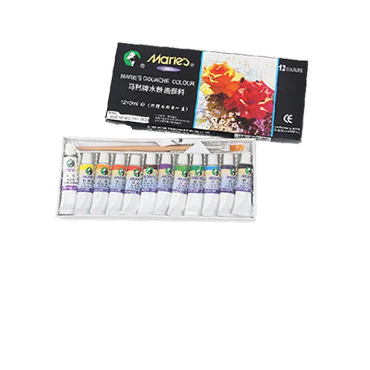 Boxed Marley gouache paint set with 12ml tubes available in 12, 18, or 24 colour configurations