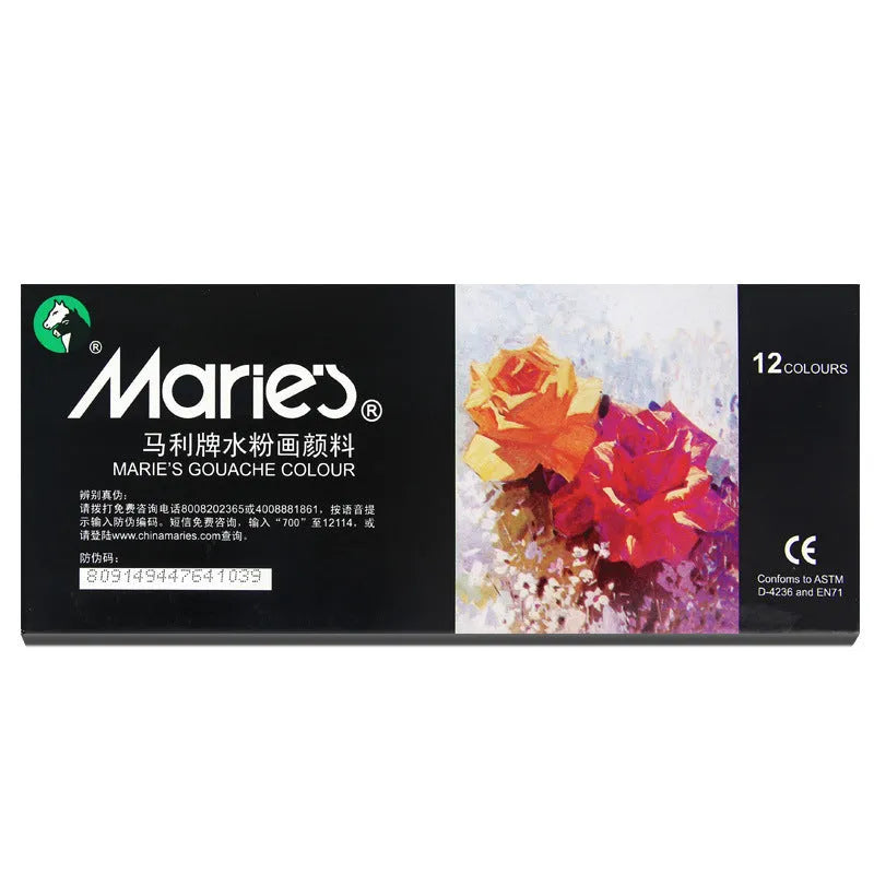 Boxed Marley gouache paint set with 12ml tubes available in 12, 18, or 24 colour configurations