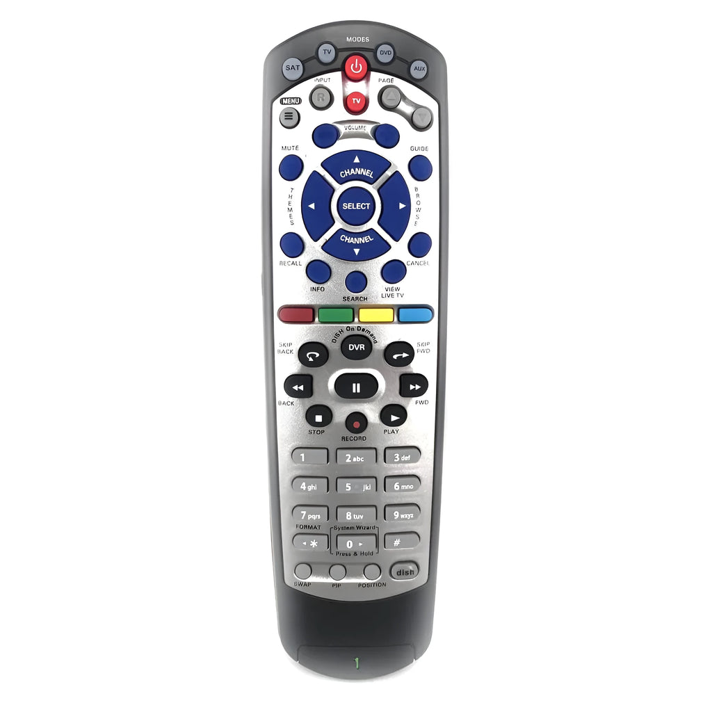 Black DISH Network universal flat remote control compatible with code 20.1 satellite receivers