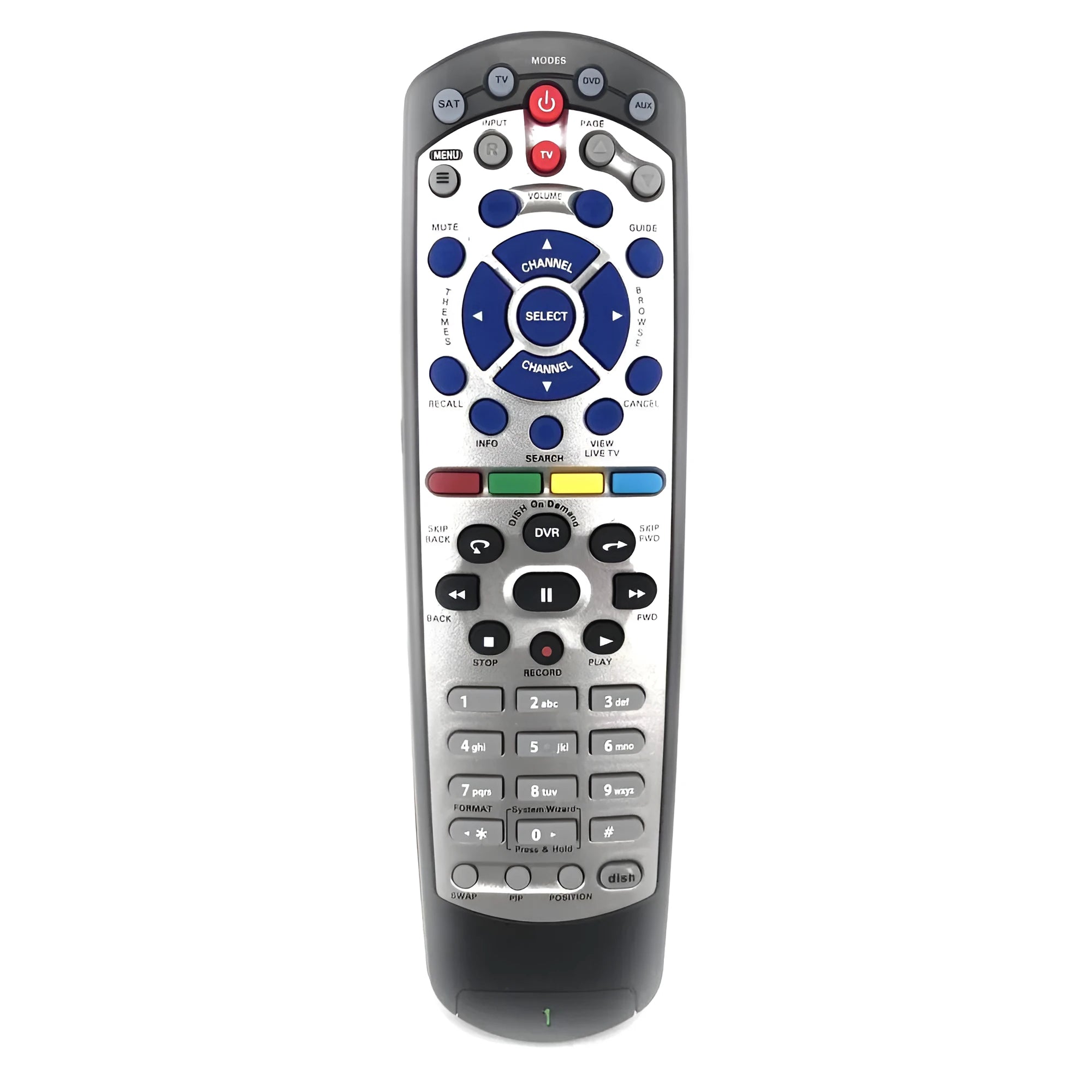 Black DISH Network universal flat remote control compatible with code 20.1 satellite receivers