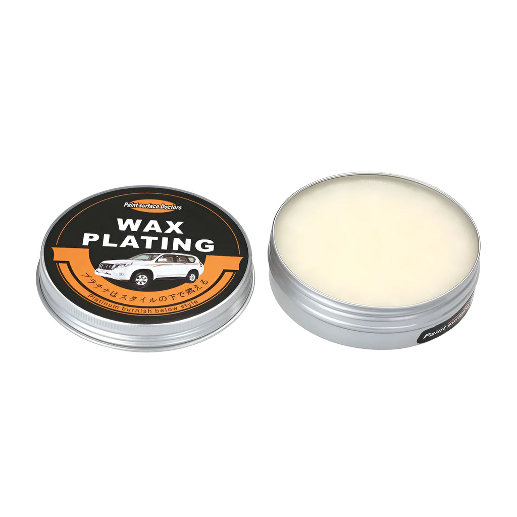 Car polishing and scratch repair kit with solid cream wax in silver colour