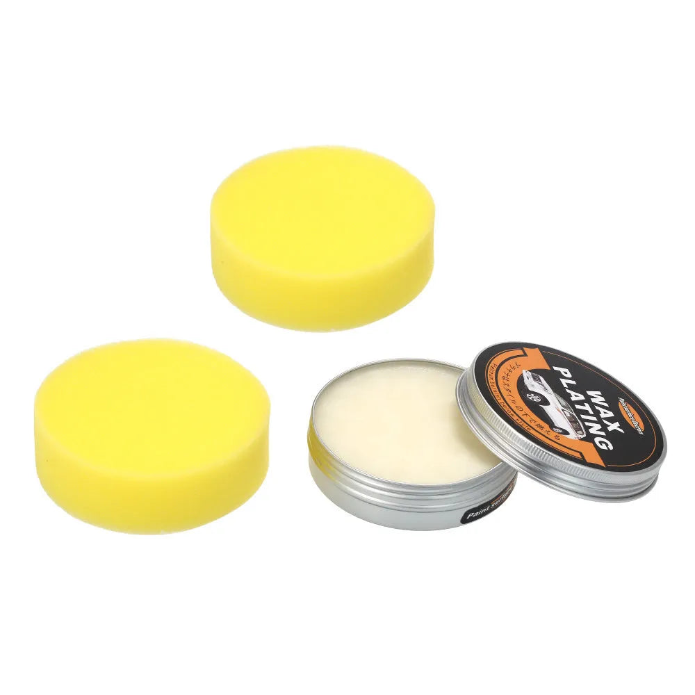 Car polishing and scratch repair kit with solid cream wax in silver colour